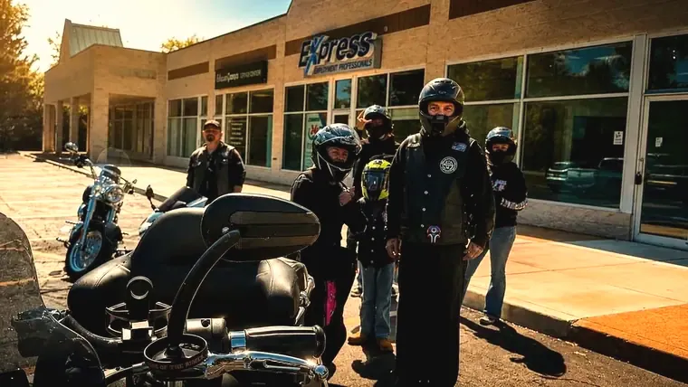 Riders setting off on the Poker Run